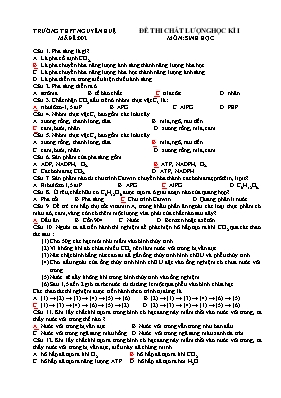 Đề thi chất lượng học kì I môn Sinh học - Mã đề 002